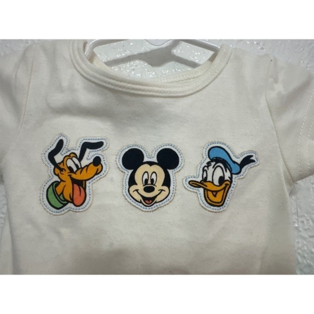 NWT Disney Baby White Short Sleeve Bodysuit Mickey Mouse Pluto Donald Duck 0 3M